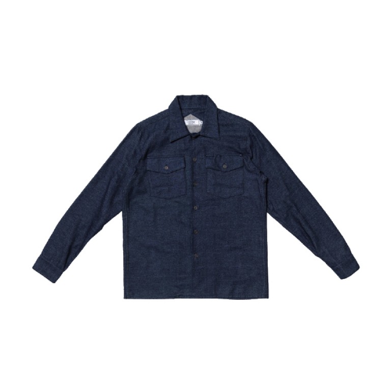 3sixteen - Casual Button-Down Shirts - Fatigue Overshirt Dark Indigo Flannel