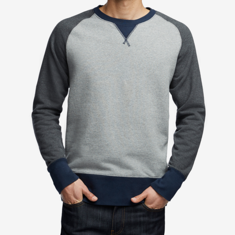 American Giant - Sweatshirts - Classic Crew Grey Navy Colorblock