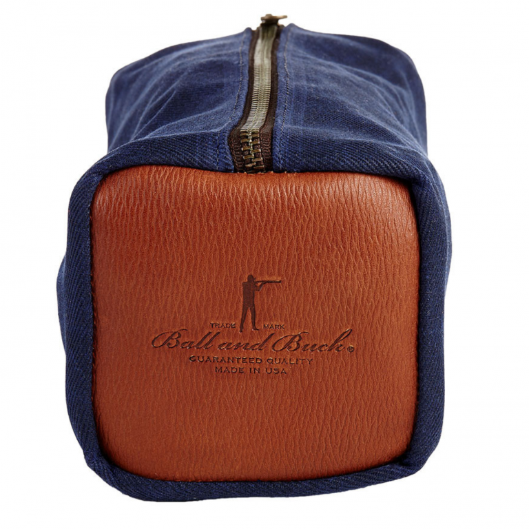 Ball and Buck - Bags and Wallets - Waxed-Canvas-Dopp-Kit-Signature-Leather-Navy