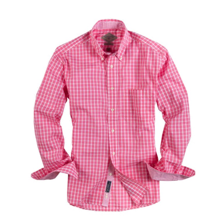 Bills Khakis_Categories_Casual Button-Down Shirts_Images_Washed Windowpane Coral 4.26.15