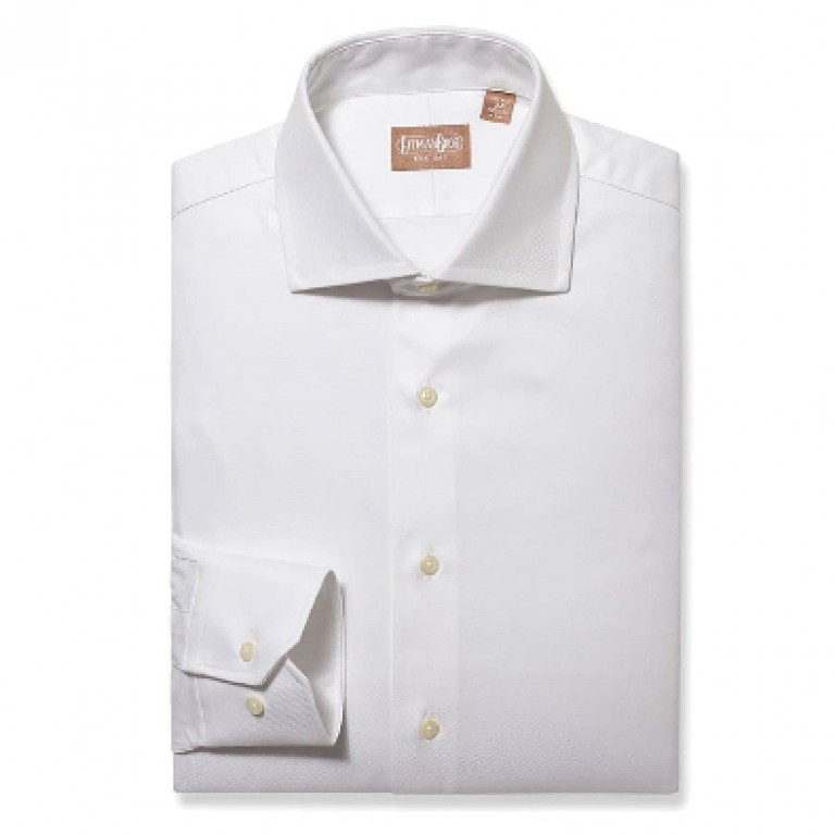 Gitman Bros - Dress Shirts - Widespread Covert Twill White