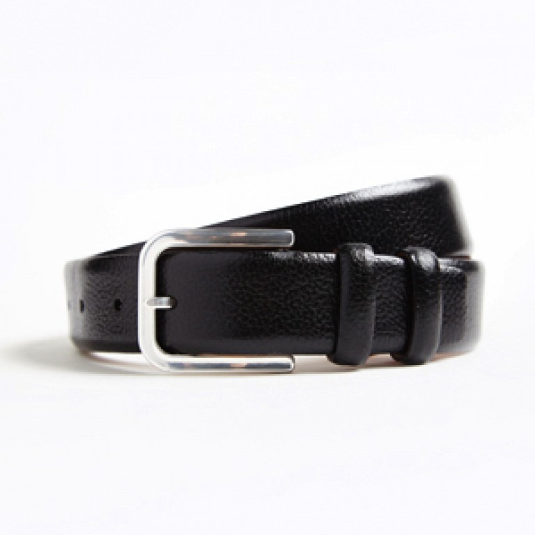 hickey freeman black pebble grain calfskin leather belt