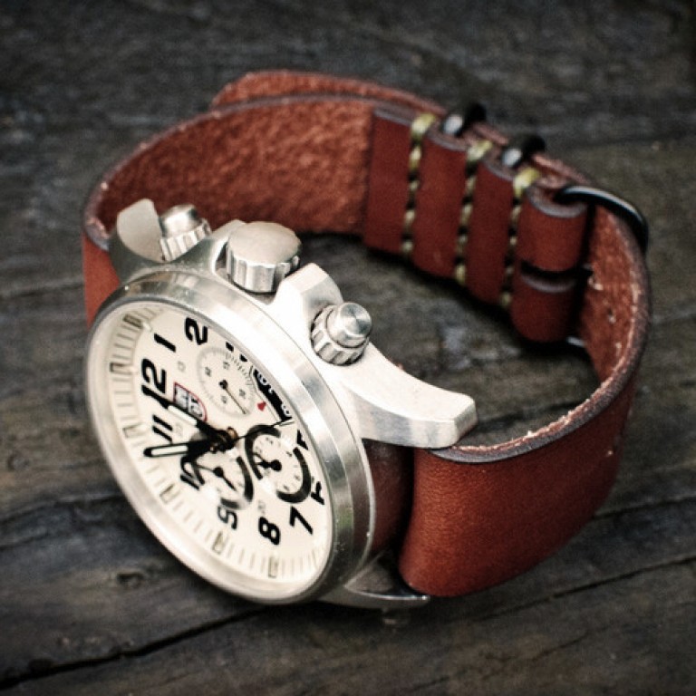 bridle leather simple nato watch strap_brown