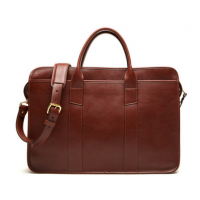 Lotuff - Bags and Wallets -Leather Zip-Top Briefcase Chestnut