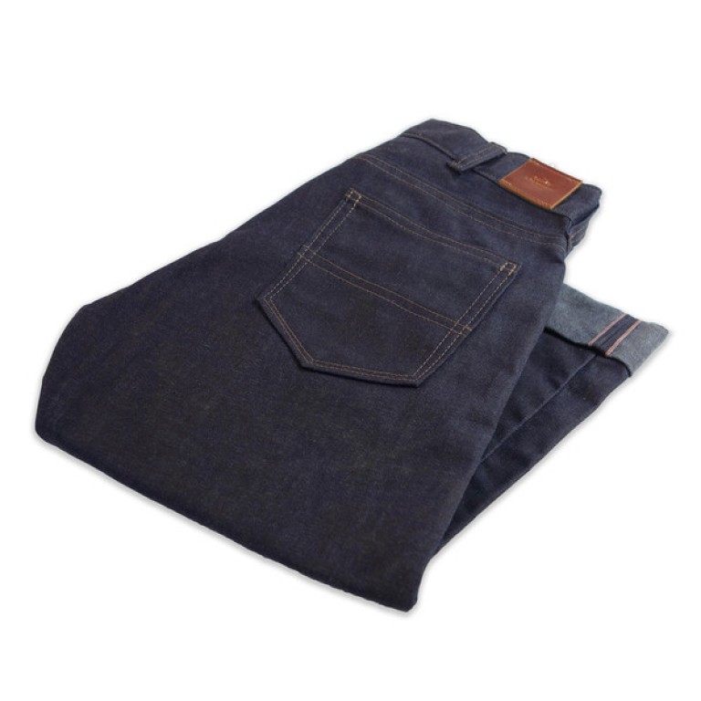 red cross collective gn 03 waxed selvedge denim pants folded