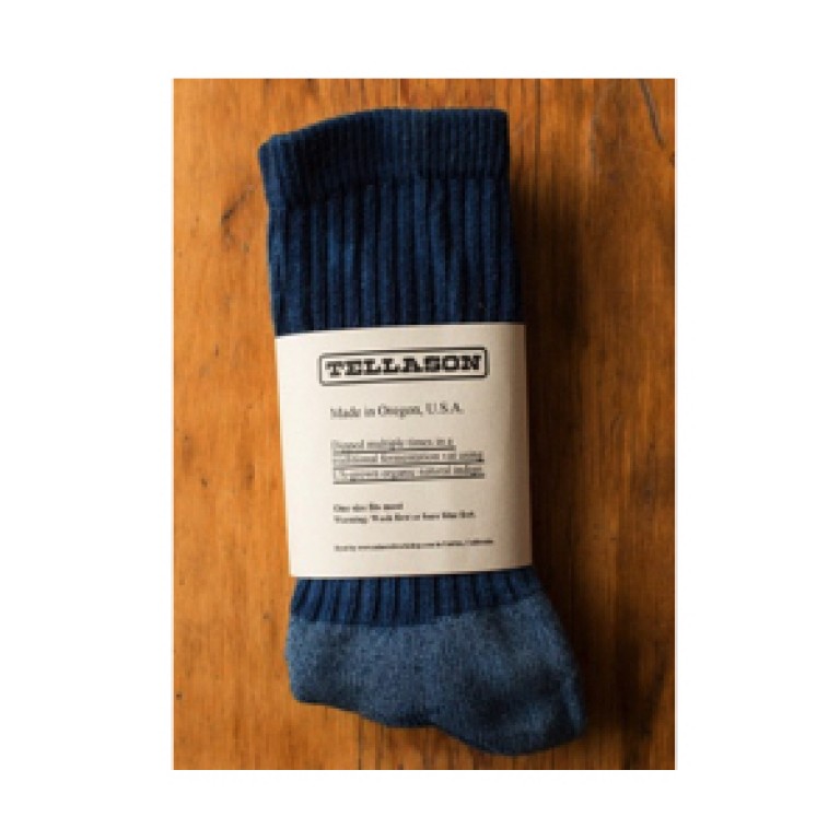 tellason indigo dyed crew socks