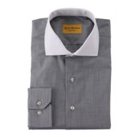 Hickey Freeman - Dress Shirts - Charcoal Textured Solid Dress Shirt