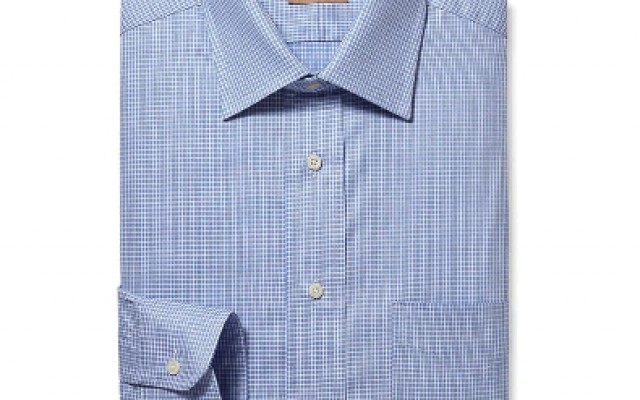 Gitman Bros - Dress Shirts - Medium Spread Windowpane Blue
