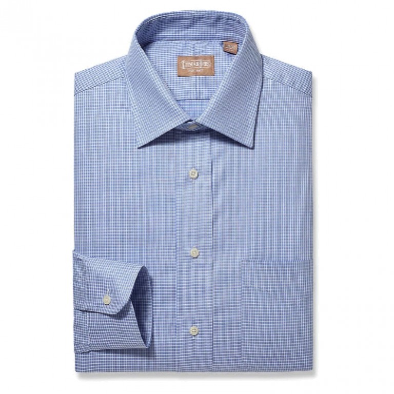 Gitman Bros - Dress Shirts - Medium Spread Windowpane Blue
