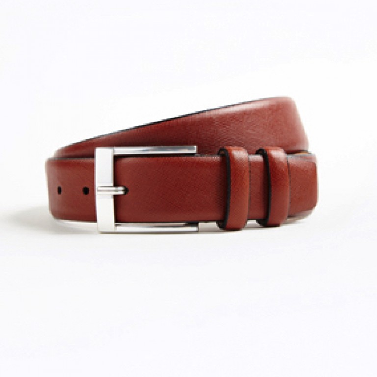 hickey freeman brown saffiano calfskin leather belt