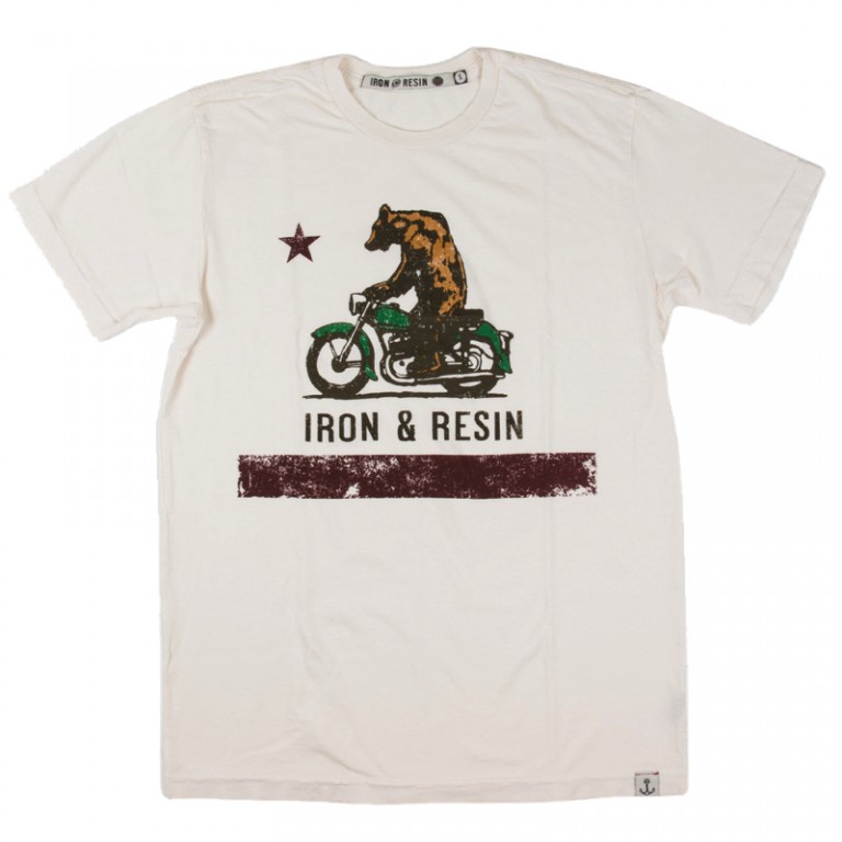 Iron and Resin - T-Shirts - Iron and Resin Moto Bear T-Shirt Vintage White