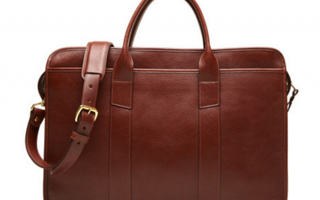 Lotuff - Bags and Wallets -Leather Zip-Top Briefcase Chestnut
