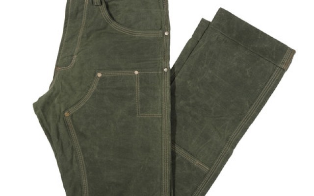 red clouds collective olive waxed canvas fitted work pants